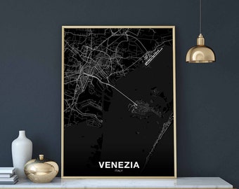 VENEZIA Italy map poster black white Hometown City Print Modern Home Decor Office Decoration Wall Art Dorm Bedroom Gift