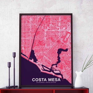 COSTA MESA California CA usa affiche couleur ville natale ville impression moderne décor à la maison bureau décoration mur art dortoir chambre cadeau