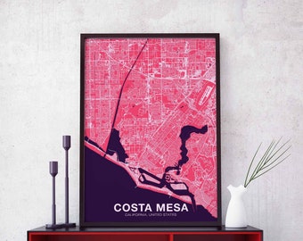 COSTA MESA California CA usa poster color Hometown City Print Modern Home Decor Office Decoration Wall Art Dorm Bedroom Gift