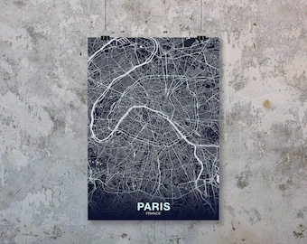 PARIS France map poster colors Hometown City Print Modern Home Decor Office Decoration Wall Art Dorm Bedroom Gift