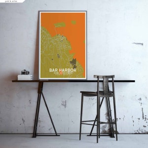 BAR HARBOR Maine USA map poster black white Hometown City Print Modern Home Decor Office Decoration Wall Art Dorm Bedroom Gift image 5