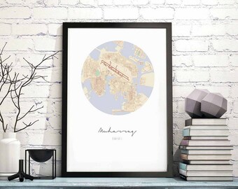 MUHARRAQ Bahrain map poster wall decor design modern minimal nordic travel bedroom home art vintage retro dorm nursery housewarming