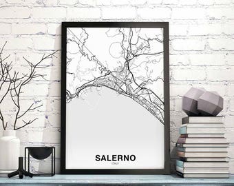 SALERNO Italy map poster Hometown City Print Modern Home Decor Office Decoration Wall Art Dorm Bedroom Gift