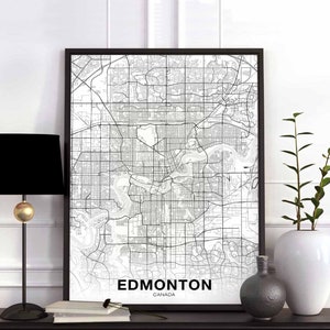 EDMONTON Canada map poster black white Hometown City Print Modern Home Decor Office Decoration Wall Art Dorm Bedroom Gift