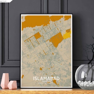 ISLAMABAD Pakistan map poster black white Hometown City Print Modern Home Decor Office Decoration Wall Art Dorm Bedroom Gift