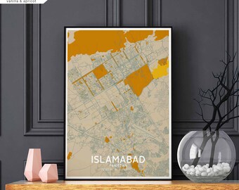 ISLAMABAD Pakistan map poster black white Hometown City Print Modern Home Decor Office Decoration Wall Art Dorm Bedroom Gift