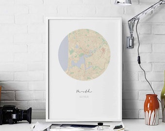 PERTH Australia map poster wall decor design modern minimal nordic travel bedroom home art vintage retro dorm nursery housewarming