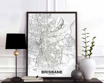 BRISBANE Australia map poster Hometown City Print Modern Home Decor Office Decoration Wall Art Dorm Bedroom Gift