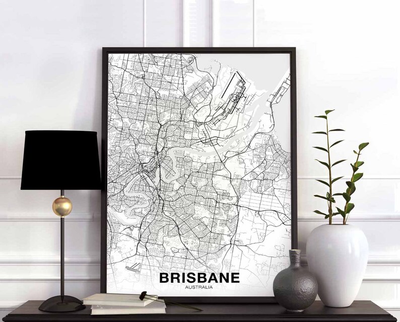 BRISBANE Australia Map Poster Hometown City Print Modern Home Etsy