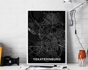 YEKATERINBURG Russia map poster black white Hometown City Print Modern Home Decor Office Decoration Wall Art Dorm Bedroom Gift