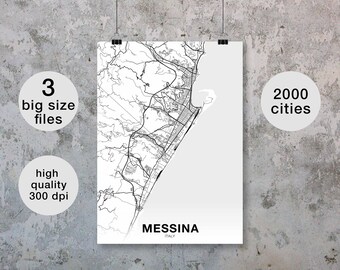 MESSINA Italy map poster Hometown City Print Modern Home Decor Office Decoration Wall Art Dorm Bedroom Gift