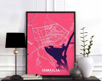 ISMAILIA Egypt map poster color Hometown City Print Modern Home Decor Office Decoration Wall Art Dorm Bedroom Gift
