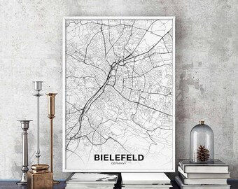 BIELEFELD Germany map poster Hometown City Print Modern Home Decor Office Decoration Wall Art Dorm Bedroom Gift