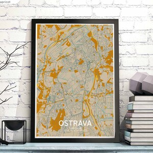 OSTRAVA Tschechien Karte Poster schwarz weiß Wand Dekor Design modern skandinavisch minimalistisch nordisch Einweihungsparty Reise Schlafzimmer