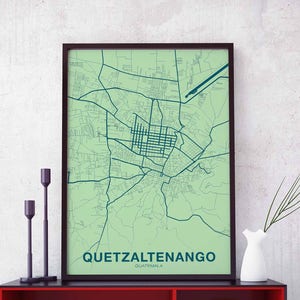 QUETZALTENANGO Guatemala Karte Poster Farbe Heimatstadt Stadt Druck Moderne Wohnkultur Büro Dekoration Wand Kunst Wohnheim Schlafzimmer Geschenk