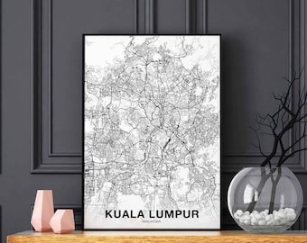 KUALA LUMPUR Malaysia map poster Hometown City Print Modern Home Decor Office Decoration Wall Art Dorm Bedroom Gift