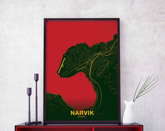 NARVIK Norway poster color Hometown City Print Modern Home Decor Office Decoration Wall Art Dorm Bedroom Gift