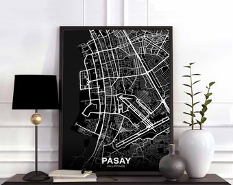 PASAY City Philippines map poster black white Hometown City Print Modern Home Decor Office Decoration Wall Art Dorm Bedroom Gift
