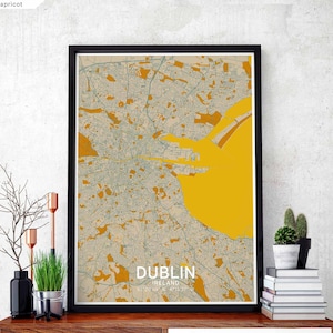 Póster de mapa de Irlanda de Dublín, en blanco y negro, impresión de ciudad natal, decoración moderna para el hogar, decoración de oficina, arte de pared, dormitorio, regalo
