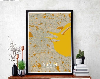 DUBLIN Ireland map poster black white Hometown City Print Modern Home Decor Office Decoration Wall Art Dorm Bedroom Gift