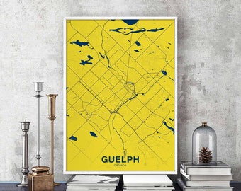 GUELPH Canada map poster color Hometown City Print Modern Home Decor Office Decoration Wall Art Dorm Bedroom Gift