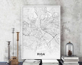 RIGA Latvia map poster Hometown City Print Modern Home Decor Office Decoration Wall Art Dorm Bedroom Gift