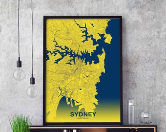 SYDNEY Australia map poster color Hometown City Print Modern Home Decor Office Decoration Wall Art Dorm Bedroom Gift