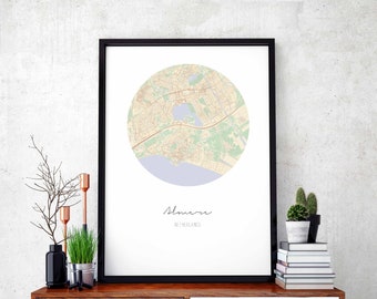 ALMERE Netherlands map poster wall decor design modern minimal nordic travel bedroom home art vintage retro dorm nursery housewarming
