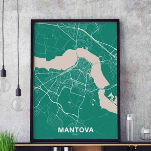 MANTOVA Italie carte affiche couleur ville natale ville impression moderne décor à la maison bureau décoration art mural dortoir chambre cadeau