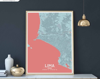 LIMA Peru map poster black white Hometown City Print Modern Home Decor Office Decoration Wall Art Dorm Bedroom Gift