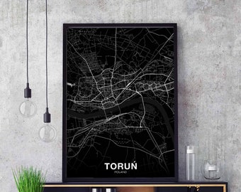 TORUŃ Torun Poland map poster Hometown City Print Modern Home Decor Office Decoration Wall Art Dorm Bedroom Gift