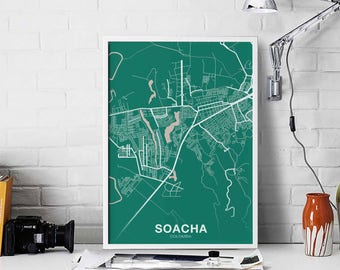 SOACHA Colombia map poster color Hometown City Print Modern Home Decor Office Decoration Wall Art Dorm Bedroom Gift