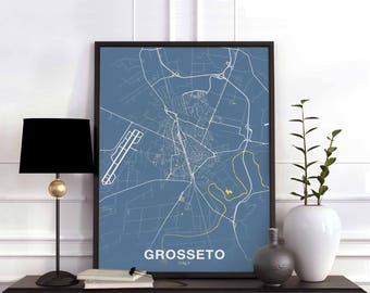GROSSETO Italy map poster color Hometown City Print Modern Home Decor Office Decoration Wall Art Dorm Bedroom Gift