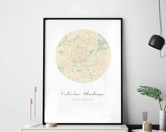 VELIKA KLADUSA Bosnia Herzegovina map poster wall decor design modern minimal nordic travel bedroom home art vintage retro dorm nursery
