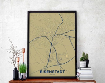 EISENSTADT Austria poster color Hometown City Print Modern Home Decor Office Decoration Wall Art Dorm Bedroom Gift