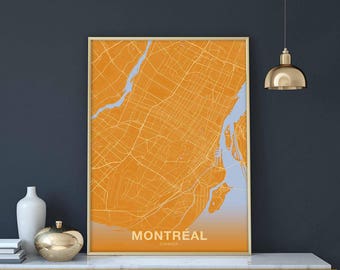 MONTREAL Canada map poster color Hometown City Print Modern Home Decor Office Decoration Wall Art Dorm Bedroom Gift