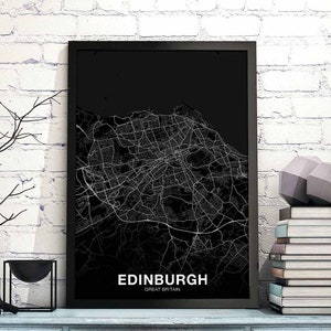 Affiche de carte d'ÉDIMBOURG, Grande-Bretagne, Royaume-Uni, noir blanc, ville natale, ville, impression moderne, décoration de maison, décoration de bureau, art mural, dortoir, chambre, cadeau