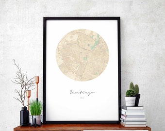 SANTIAGO Chile map poster wall decor design modern minimal nordic travel bedroom home art vintage retro dorm nursery housewarming