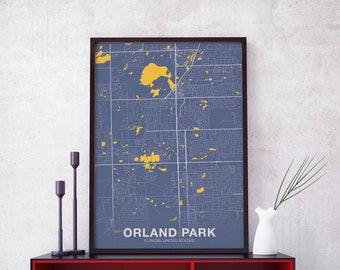 ORLAND PARK Illinois IL usa poster color Hometown City Print Modern Home Decor Office Decoration Wall Art Dorm Bedroom Gift