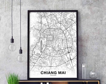 CHIANG MAI Thailand map poster Hometown City Print Modern Home Decor Office Decoration Wall Art Dorm Bedroom Gift