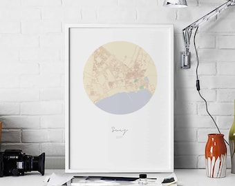 SUEZ Egypt map poster wall decor design modern minimal nordic travel bedroom home art vintage retro dorm nursery housewarming