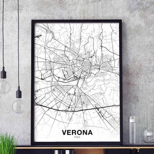 VERONA Italia mappa poster Città natale Città Stampa Moderna Decorazione per la casa Ufficio Decorazione Arte murale Dormitorio Camera da letto Regalo
