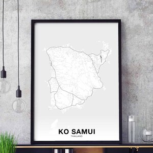 KO SAMUI Thailand map poster Hometown City Print Modern Home Decor Office Decoration Wall Art Dorm Bedroom Gift