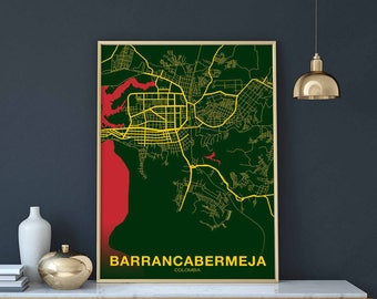 BARRANCABERMEJA Colombia map poster color Hometown City Print Modern Home Decor Office Decoration Wall Art Dorm Bedroom Gift