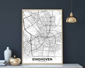 EINDHOVEN NETHERLANDS map poster Hometown City Print Modern Home Decor Office Decoration Wall Art Dorm Bedroom Gift