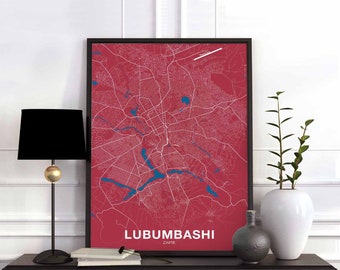 LUBUMBASHI Zaire poster color Hometown City Print Modern Home Decor Office Decoration Wall Art Dorm Bedroom Gift