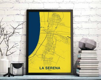 LA SERENA Chile map poster color Hometown City Print Modern Home Decor Office Decoration Wall Art Dorm Bedroom Gift