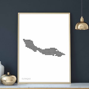 CURACAO minimal dots retro Karte Plakat schwarz weiß Wand Dekor Design modern schweizerisch skandinavisch Einweihungsparty