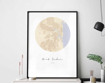 PORT SUDAN Sudan map poster wall decor design modern minimal nordic travel bedroom home art vintage retro dorm nursery housewarming