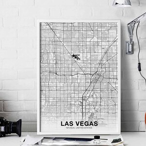 LAS VETAS Nevada Nevada Karte Poster schwarz weiß Hometown City Print Modernes Wohndekor Büro Dekoration Wand Kunst Wohnheim Schlafzimmer Geschenk
